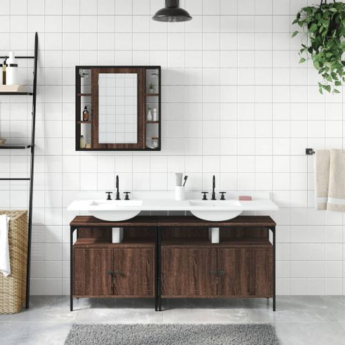 Ensemble d'armoires de salle de bain 3 pcs chêne marron - Photo n°3; ?>