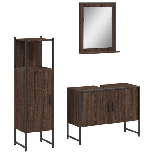 Ensemble d'armoires de salle de bain 3 pcs chêne marron - Photo n°2; ?>