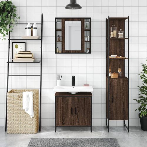 Ensemble d'armoires de salle de bain 3 pcs chêne marron - Photo n°3; ?>