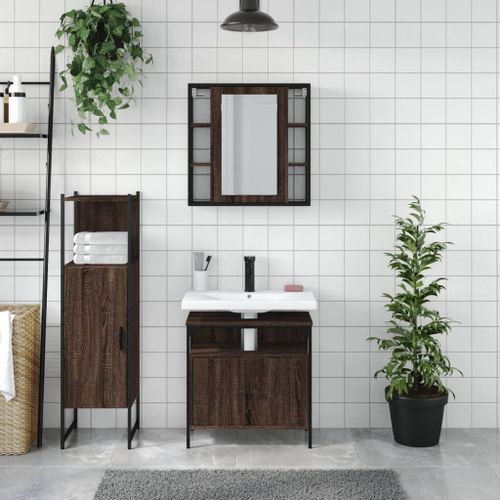 Ensemble d'armoires de salle de bain 3 pcs chêne marron - Photo n°3; ?>