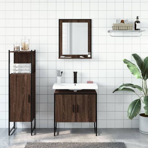 Ensemble d'armoires de salle de bain 3 pcs chêne marron - Photo n°3; ?>