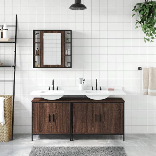 Ensemble d'armoires de salle de bain 3 pcs chêne marron - Photo n°3; ?>