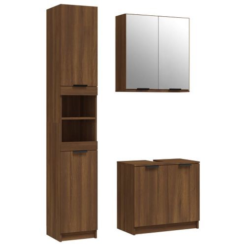 Ensemble d'armoires de salle de bain 3 pcs chêne marron - Photo n°2; ?>