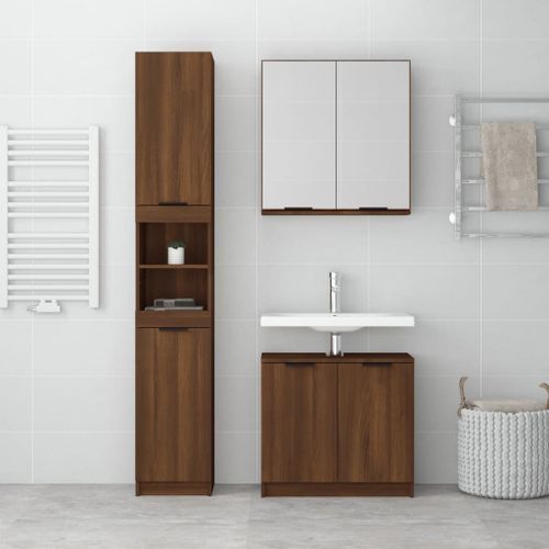 Ensemble d'armoires de salle de bain 3 pcs chêne marron - Photo n°3; ?>