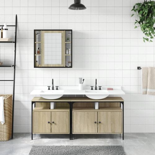 Ensemble d'armoires de salle de bain 3 pcs chêne sonoma - Photo n°3; ?>