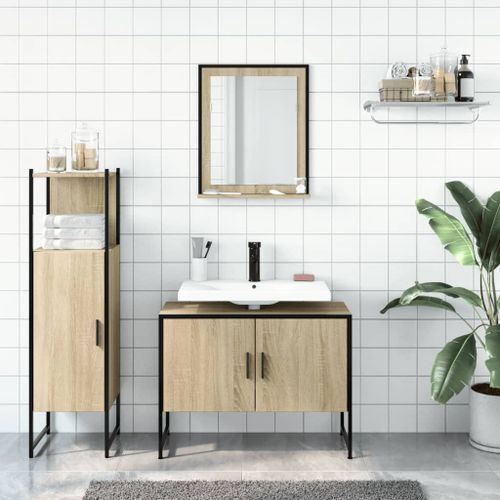 Ensemble d'armoires de salle de bain 3 pcs chêne sonoma - Photo n°3; ?>