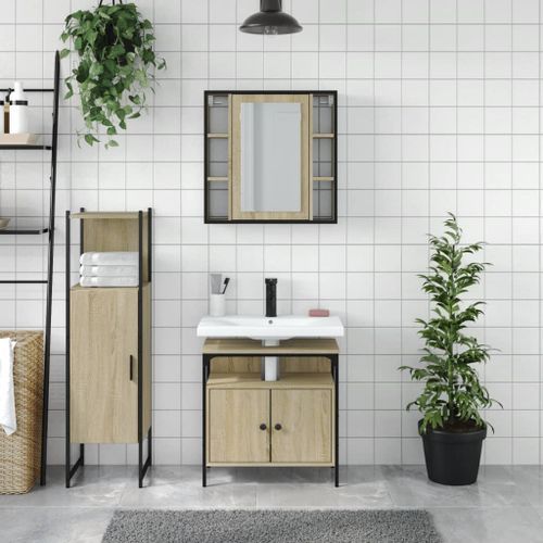 Ensemble d'armoires de salle de bain 3 pcs chêne sonoma - Photo n°3; ?>