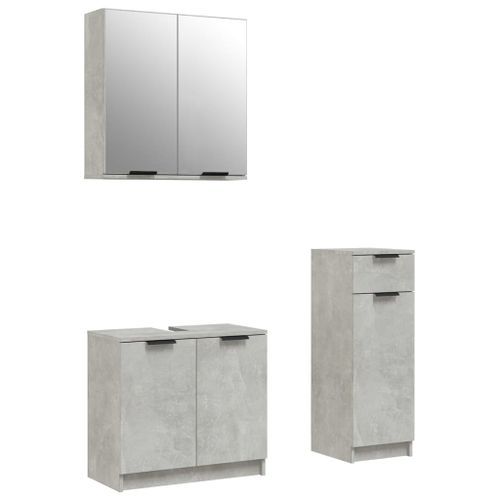 Ensemble d'armoires de salle de bain 3 pcs gris béton - Photo n°2; ?>