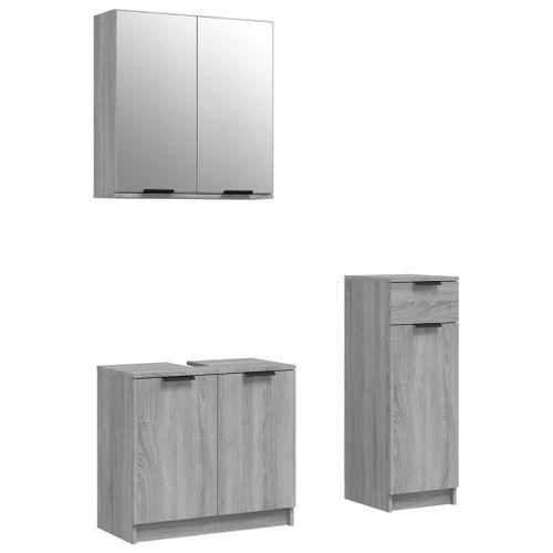 Ensemble d'armoires de salle de bain 3 pcs sonoma gris - Photo n°2; ?>