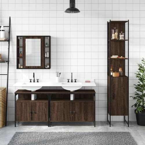 Ensemble d'armoires de salle de bain 4 pcs chêne marron - Photo n°3; ?>