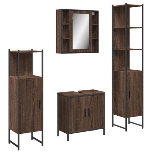 Ensemble d'armoires de salle de bain 4 pcs chêne marron - Photo n°2; ?>