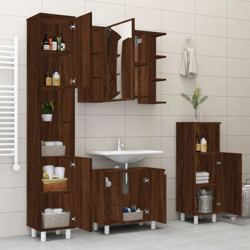 Ensemble d'armoires de salle de bain 4 pcs chêne marron - Photo n°3; ?>