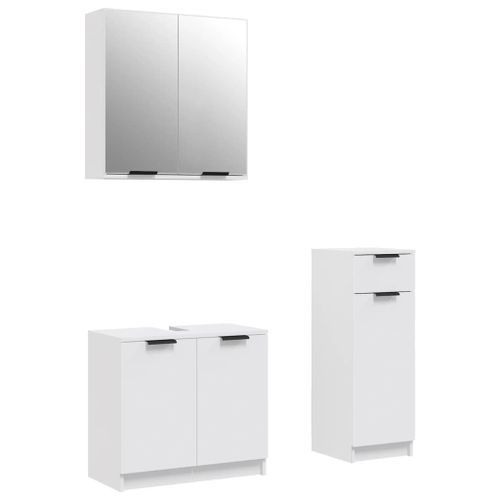 Ensemble d'armoires salle de bain 3 pcs blanc bois d'ingénierie - Photo n°2; ?>