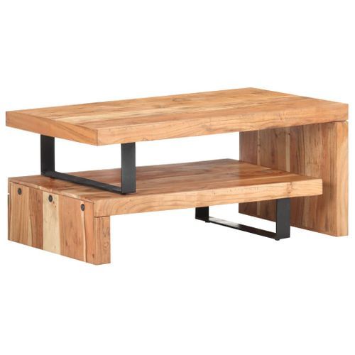 Ensemble de 2 tables basses Bois d'acacia massif - Photo n°3; ?>