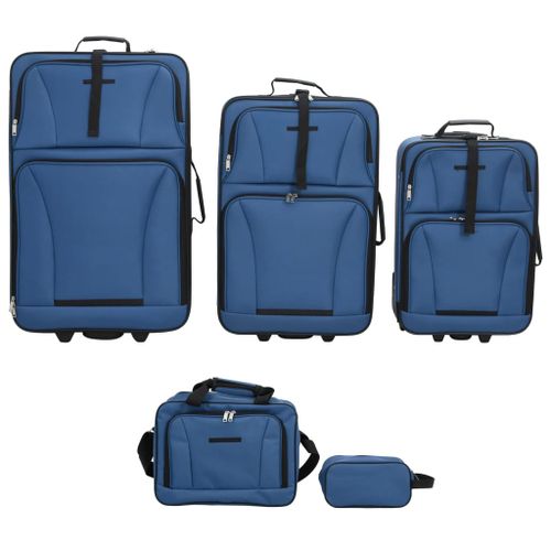 Ensemble de bagages de voyage bleu tissu - Photo n°2; ?>