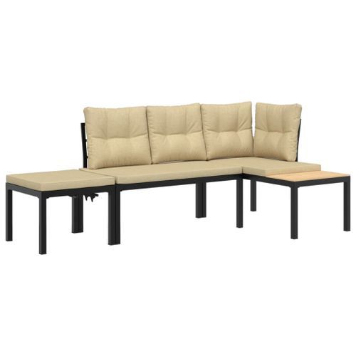 Ensemble de banc de jardin avec coussins 3 pcs noir - Photo n°2; ?>