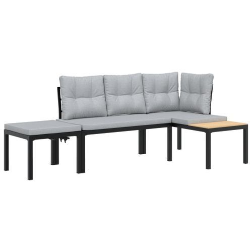 Ensemble de banc de jardin avec coussins 3 pcs noir - Photo n°2; ?>