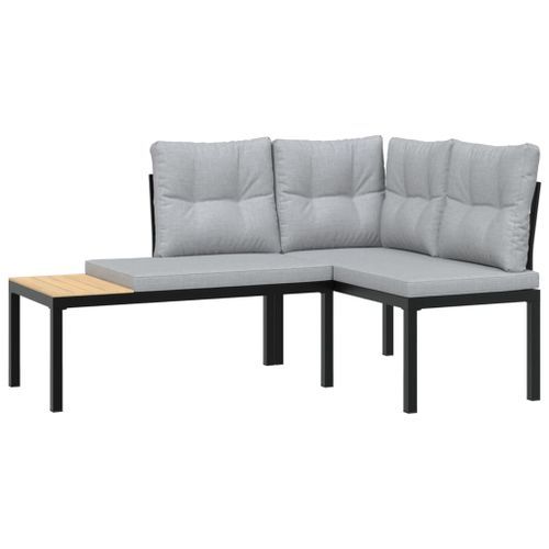 Ensemble de banc de jardin avec coussins 3 pcs noir - Photo n°3; ?>