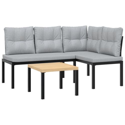 Ensemble de banc de jardin avec coussins 3 pcs noir - Photo n°2; ?>