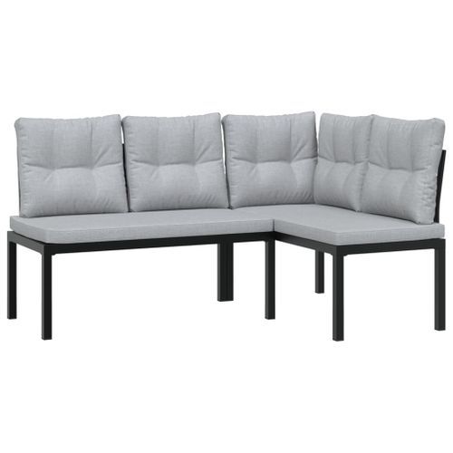 Ensemble de banc de jardin avec coussins 3 pcs noir - Photo n°3; ?>