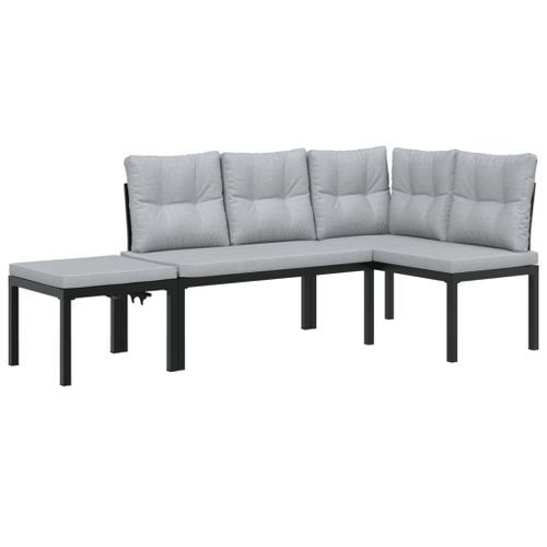 Ensemble de banc de jardin avec coussins 3 pcs noir - Photo n°2; ?>