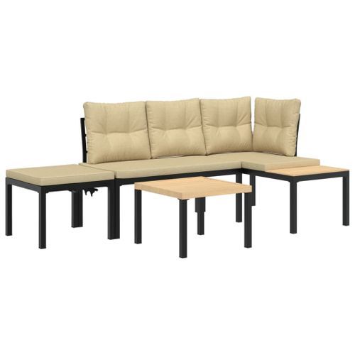 Ensemble de banc de jardin avec coussins 4 pcs noir - Photo n°2; ?>