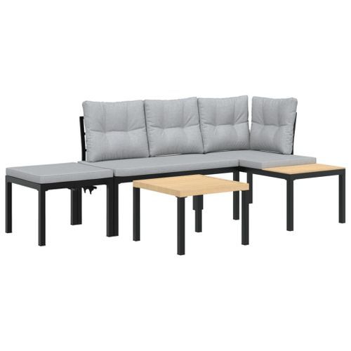 Ensemble de banc de jardin avec coussins 4 pcs noir - Photo n°2; ?>