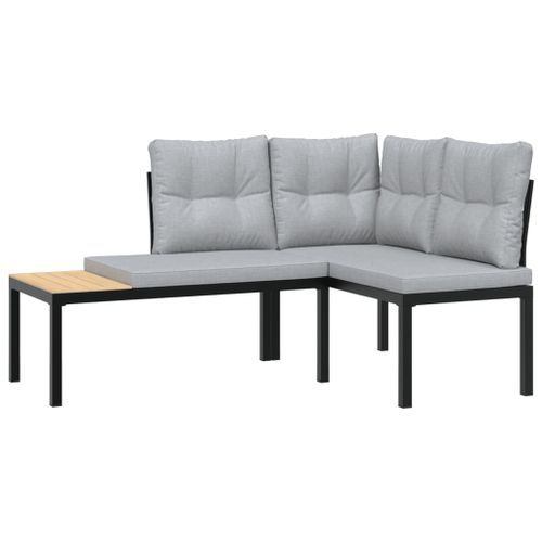 Ensemble de banc de jardin avec coussins 4 pcs noir - Photo n°3; ?>