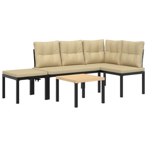 Ensemble de banc de jardin avec coussins 4 pcs noir - Photo n°2; ?>