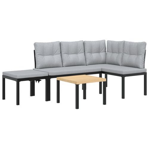 Ensemble de banc de jardin avec coussins 4 pcs noir - Photo n°2; ?>