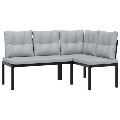 Ensemble de banc de jardin avec coussins 4 pcs noir - Photo n°3; ?>