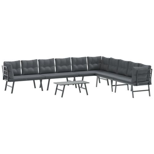 Ensemble de bancs de jardin avec coussins 5 pcs noir - Photo n°2; ?>