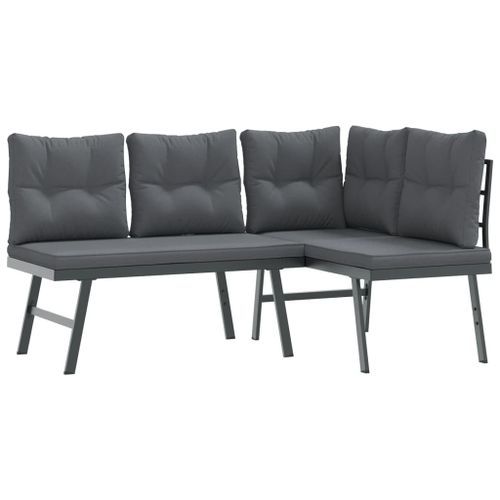 Ensemble de bancs de jardin avec coussins 5 pcs noir - Photo n°3; ?>