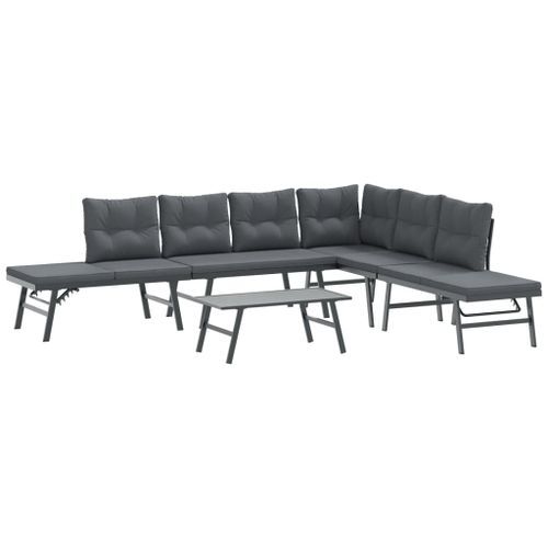 Ensemble de bancs de jardin avec coussins 5 pcs noir - Photo n°2; ?>