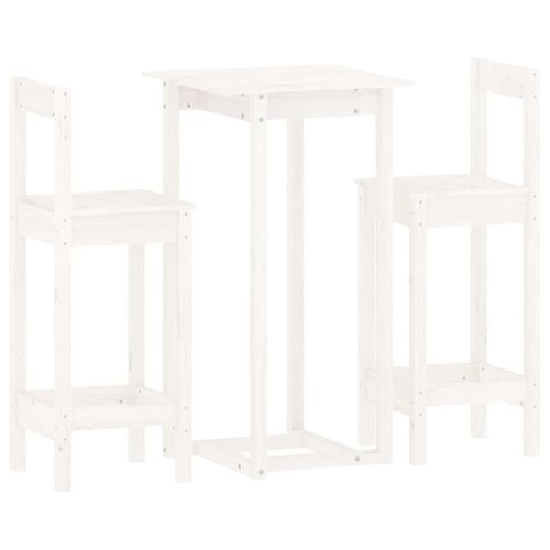 Ensemble de bar 3 pcs Blanc Bois de pin massif - Photo n°2; ?>