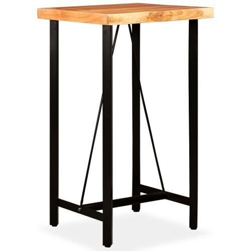 Ensemble de bar 3 pcs Bois d'acacia Cuir véritable et toile - Photo n°3; ?>