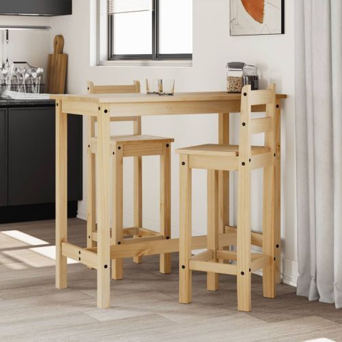 Ensemble de bar 3 pcs Bois de pin massif - Photo n°2; ?>