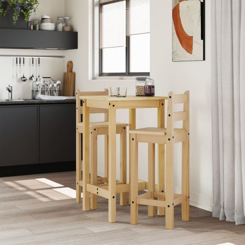 Ensemble de bar 3 pcs Bois de pin massif - Photo n°3; ?>