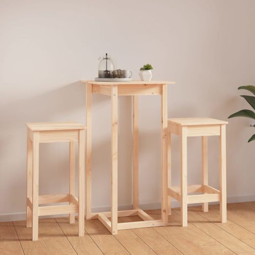 Ensemble de bar 3 pcs Bois de pin massif - Photo n°3; ?>