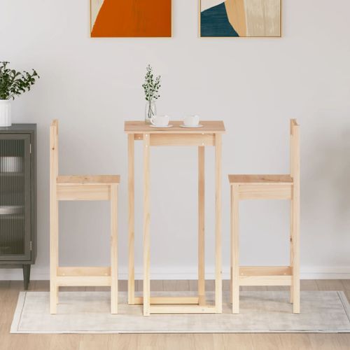 Ensemble de bar 3 pcs Bois de pin massif - Photo n°3; ?>