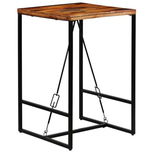 Ensemble de bar 3 pcs Bois massif recyclé et cuir de chèvre - Photo n°2; ?>