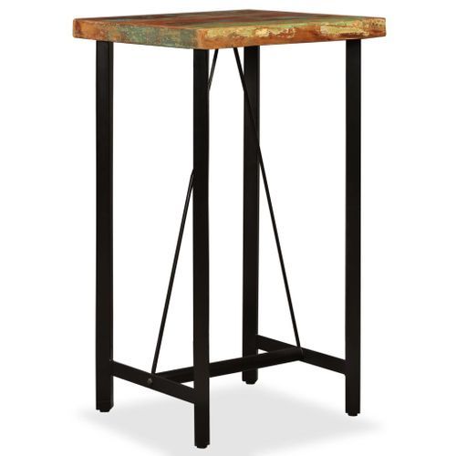 Ensemble de bar 3 pcs Bois massif recyclé et cuir véritable - Photo n°2; ?>