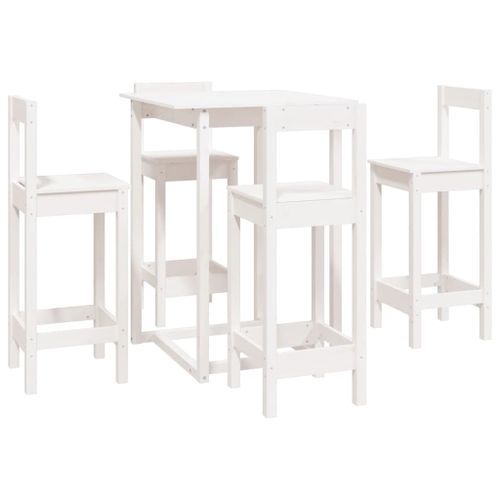 Ensemble de bar 5 pcs Blanc Bois de pin massif - Photo n°2; ?>