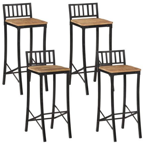 Ensemble de bar 5 pcs bois de manguier brut massif et métal - Photo n°2; ?>