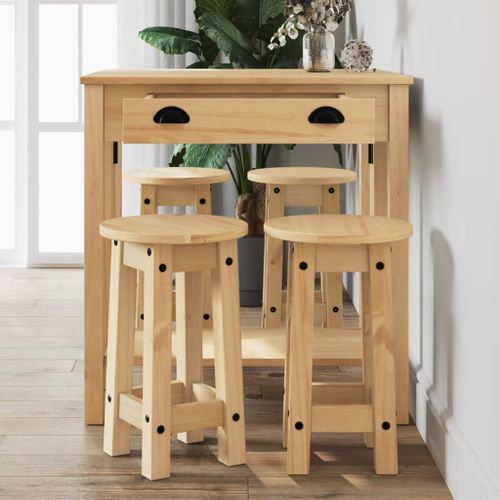 Ensemble de bar 5 pcs Bois de pin massif - Photo n°2; ?>