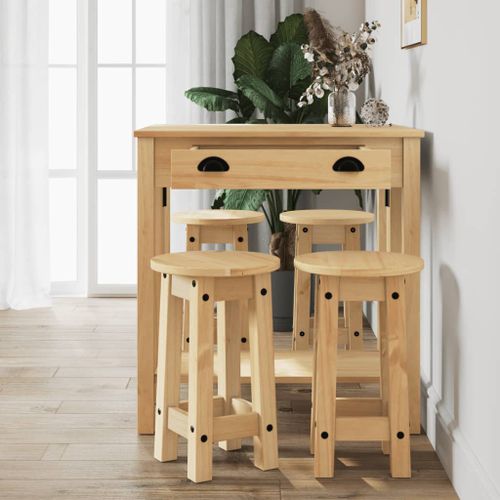 Ensemble de bar 5 pcs Bois de pin massif - Photo n°3; ?>