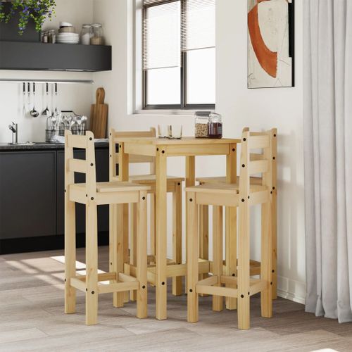 Ensemble de bar 5 pcs Bois de pin massif - Photo n°3; ?>