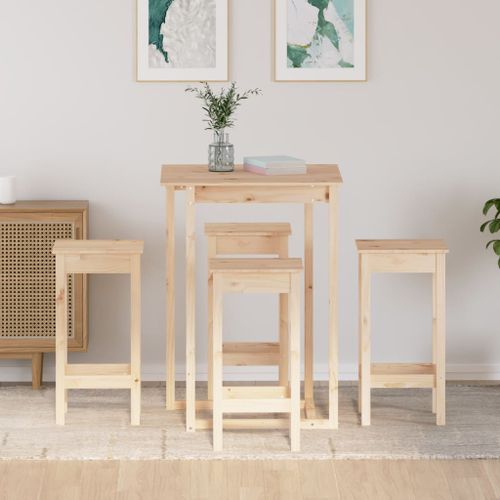 Ensemble de bar 5 pcs Bois de pin massif - Photo n°3; ?>