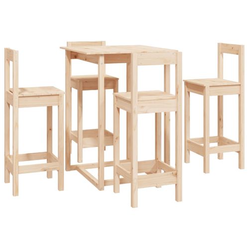 Ensemble de bar 5 pcs Bois de pin massif - Photo n°2; ?>