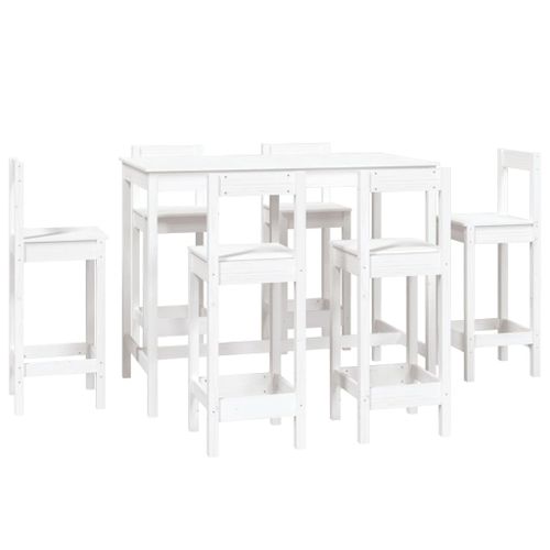 Ensemble de bar 7 pcs Blanc Bois de pin massif - Photo n°2; ?>